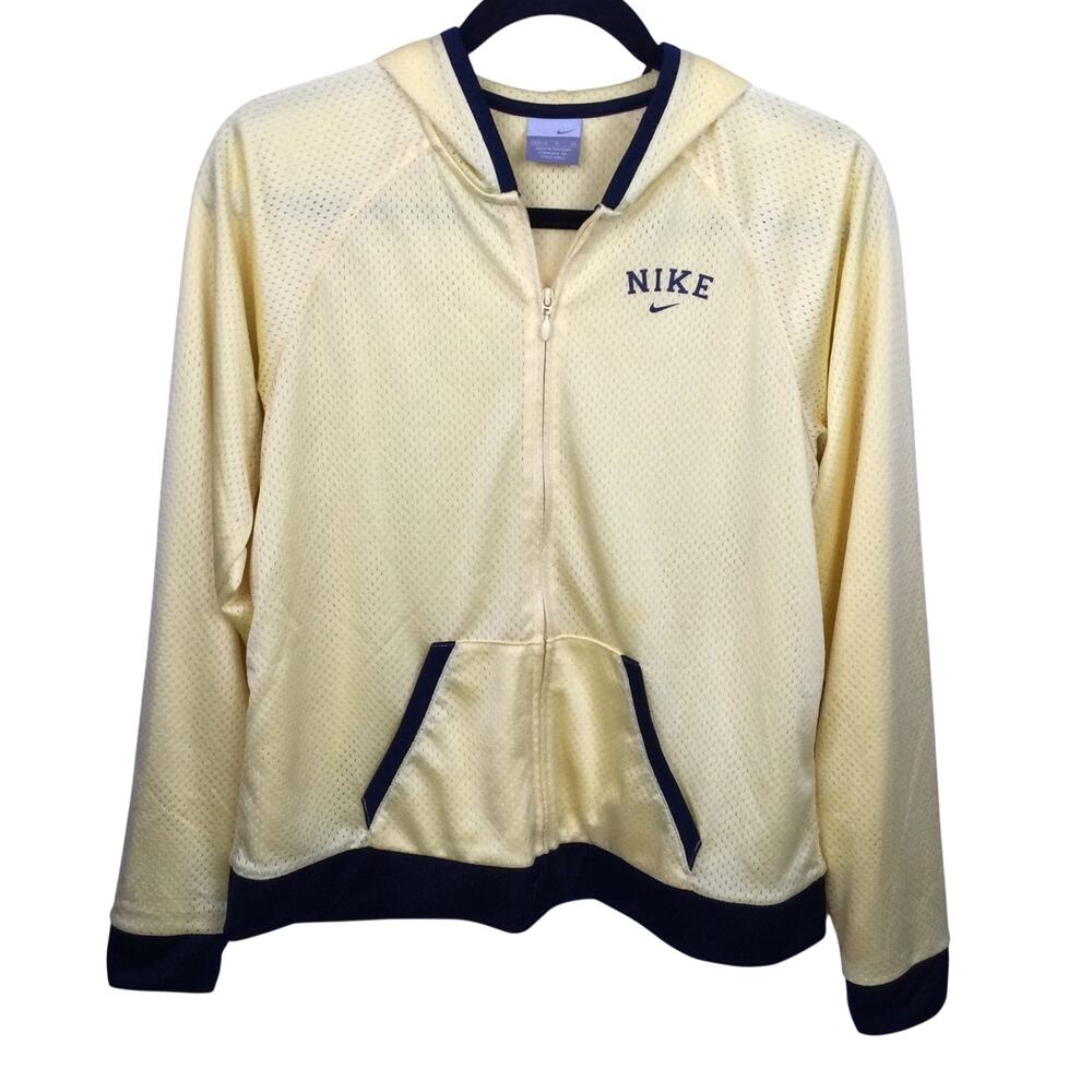 Nike Butter Yellow Y2K Retro Mesh Full Zip Hooded Track Jacket Women Size M